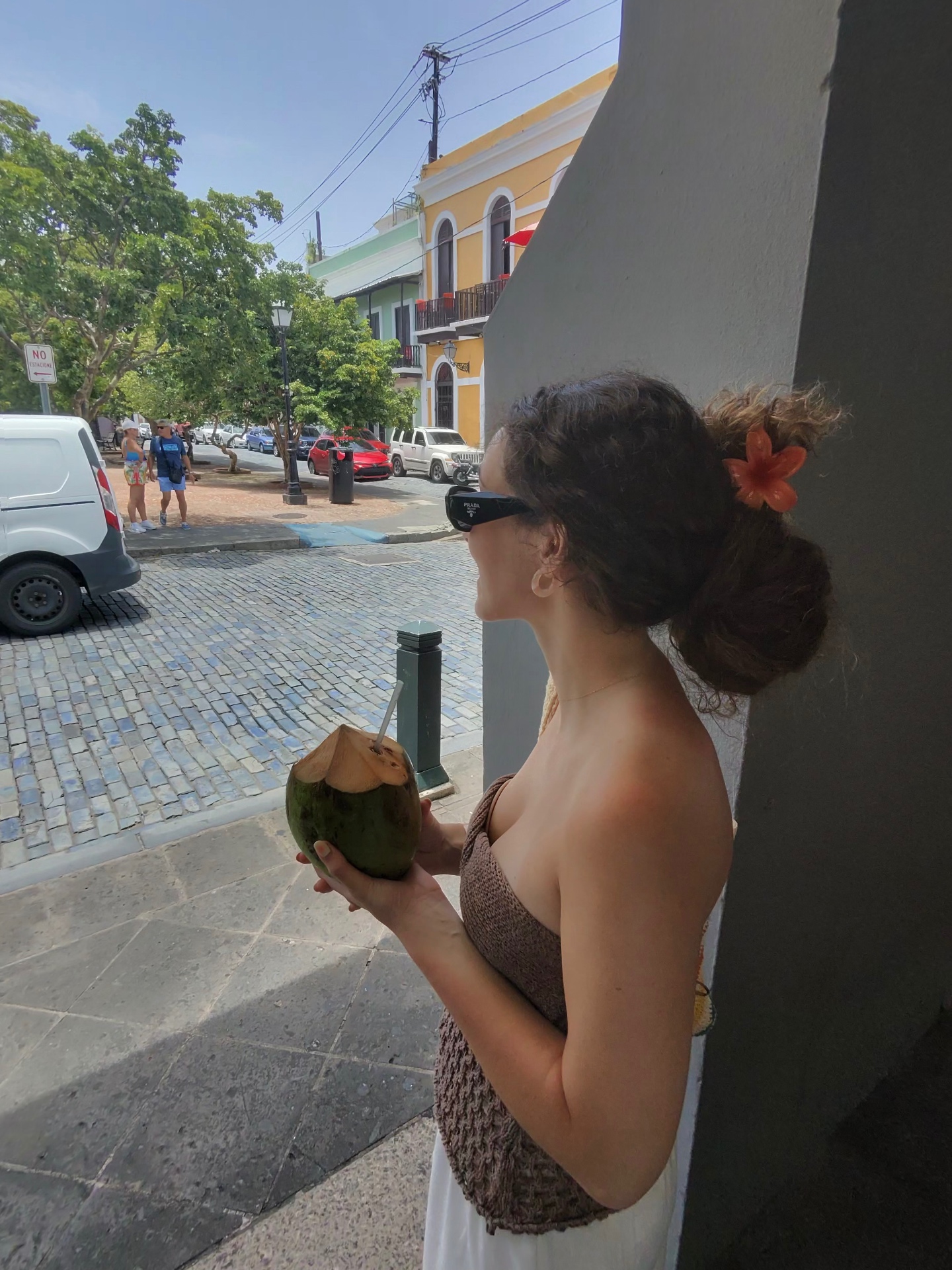 Agua de coco en una esquina del Viejo San Juan
